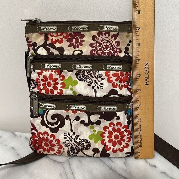 LeSportsac Floral Crossbody Bag - Red and Brown - Picture 3 of 9